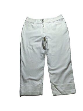 White VN Womens Cotton-Blend Wide-Leg Pants Size 6 USA